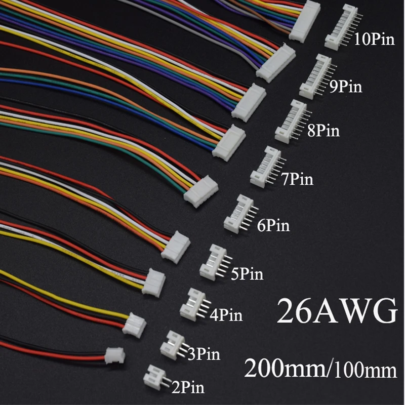 5 zestawów Mini małe mikro JST 2.0mm PH2.0 męskie złącze żeńskie 2/3/4/5/6/7/8/9/10-pinowa wtyczka z przewodami zaciskowymi gniazdo kablowe 26AWG
