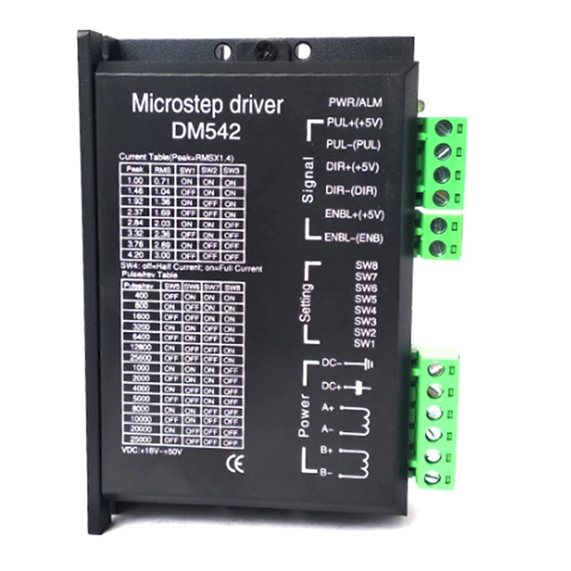 DM542 Microstep Driver CNC Digital Microstep Driver Stepper Motor Controller 2-Phase 20-50V DC Max 4.2A For 17, 23 Stepper Motor