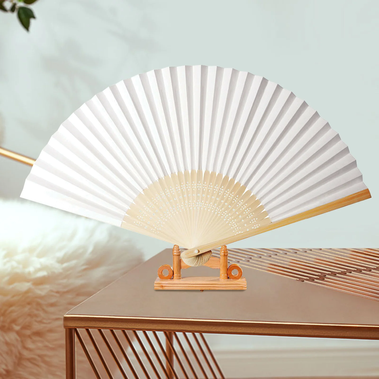 

4Pcs Premium Wood Fan Display Stands Folding Holder Home Decoration Lightweight Easy Carry Classic Design