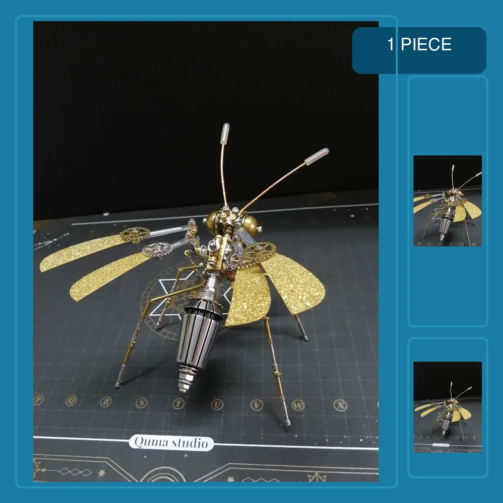 Steampunk Mechanical Insects DIY Tiger Head Bee Metal Assembly Model Kit Handmade 3d Puzzle Decompression Toy - 200pcs+