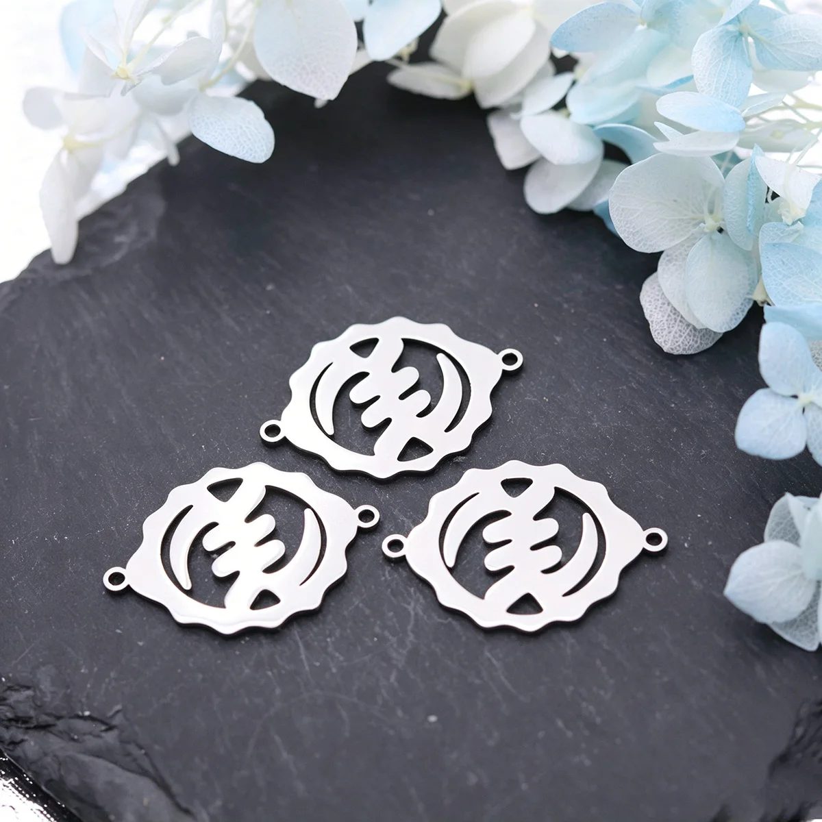 3PCS Stainless Steel Chinese "Beauty" Connector Charms Pendant Trendy Men Women Necklace For Jewelry Making Craft Accessories