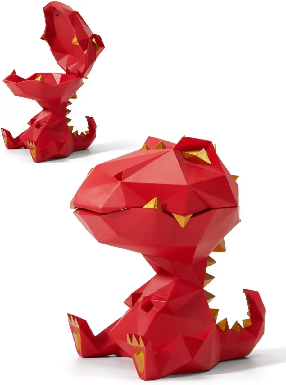 

Красная банка для печенья в виде динозавра, 7,5 дюймов, современный декор для дома, скульптура в стиле поп-арт, из полирезины, для конфет и ключей