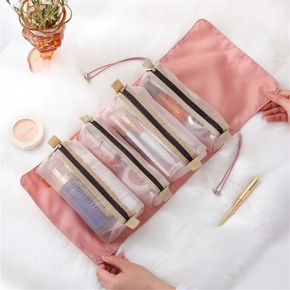 4-In-1 Multifunctional Makeup Bags Large Women Cosmetic Bags Foldable Wash Storage Bag Travel Toiletries Organizer Make Up Pouch