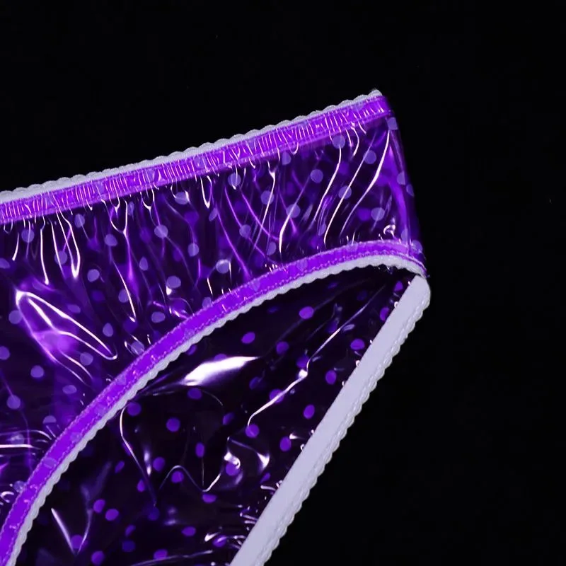 セクシーな男性透明ドット PVC パンツスムーズソフトサイレント ABDL プラスチック愛好家女性抗横漏れブリーフステージ衣装