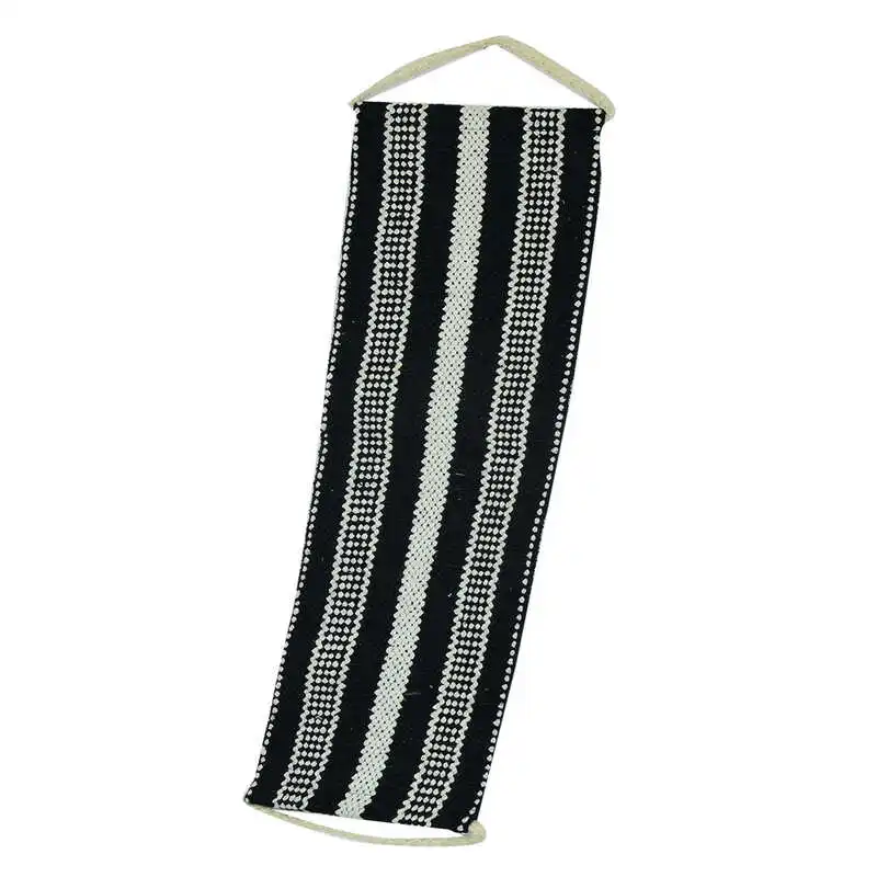 Natural Goat hair Drawstring Back and Body Pouch Black-White 12x75