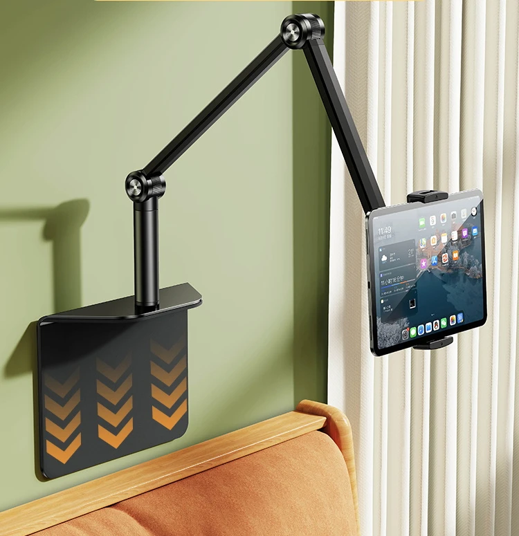 Clip free hidden mobile phone tablet holder, lazy person watching TV on the bedside, lying down and playing on the bed