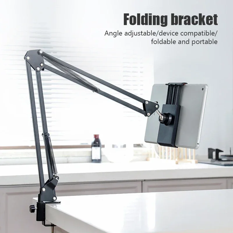 360 Degree Long Arm Tablet Holder Stand for 4 to 11 inch Tablet Bracket Support for iPad Smartphone Bed Desktop Lazy Holder