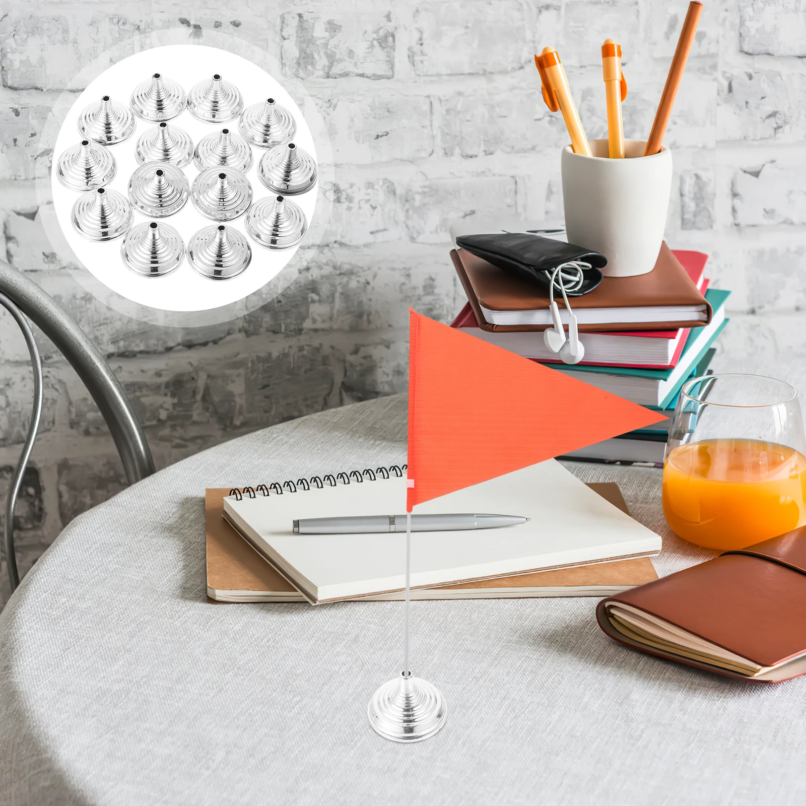 

30pcs Flagpole Base Mini Stand Display Bases For Table Holders Small Flags Desk Office Y Type Gold Plated Single Layer