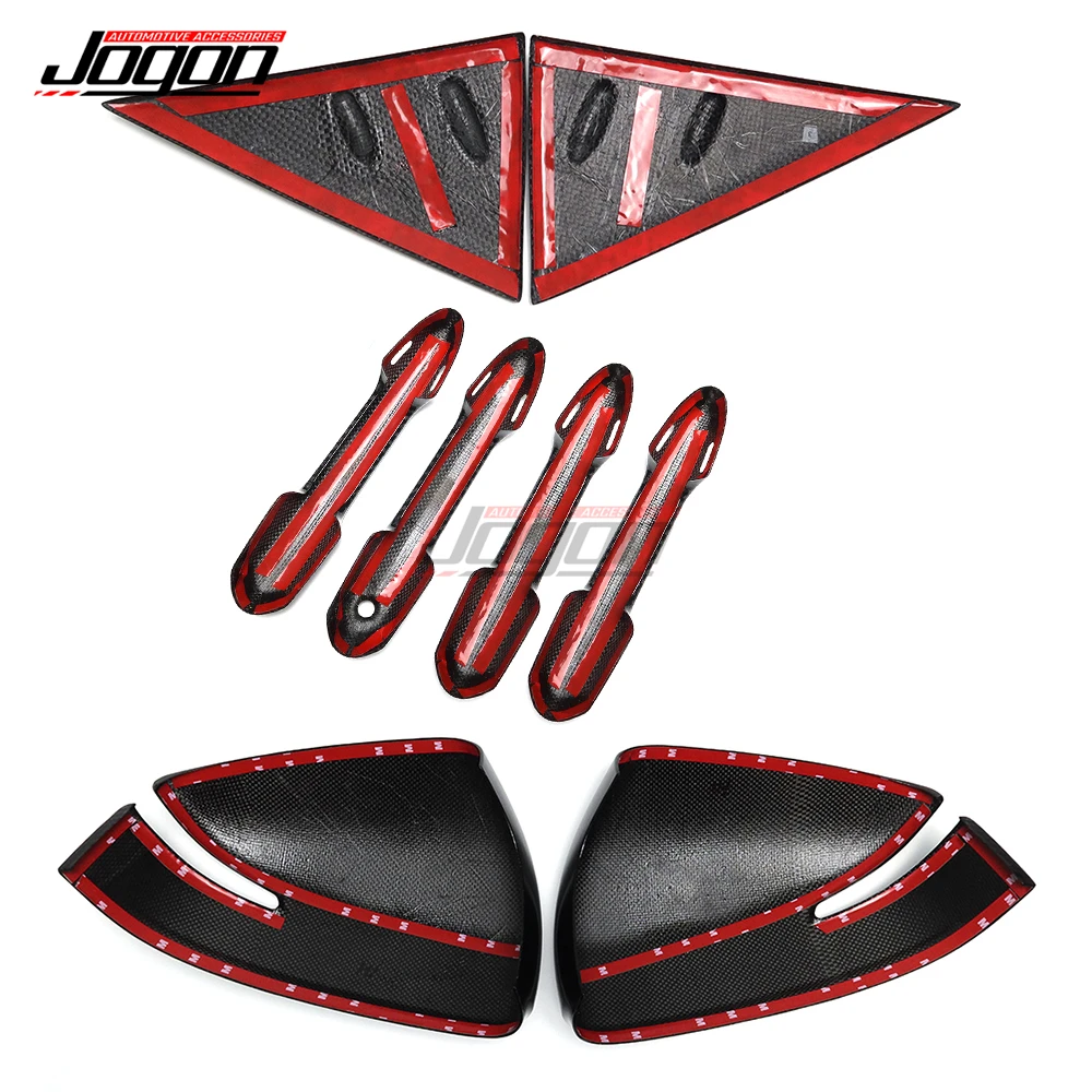 For Toyota LC300 2022 2023 2024 Carbon Exterior Car Window A-Pillar Triangle Panel Door Handle Frame Rear Mirror Caps