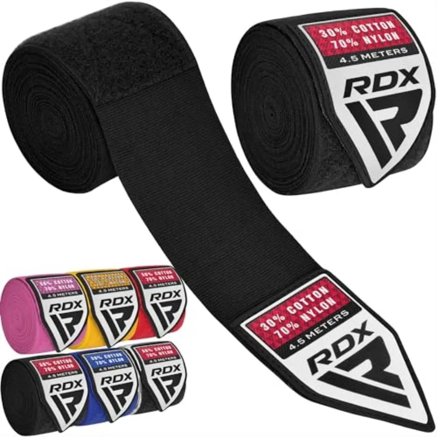 

Boxing Hand Wraps 4.5M/ 180 Inch Mexican Style Semi-Elastic MMA Inner Gloves - Wrist Support for Muay Thai, Kickboxing, BJJ, Ka