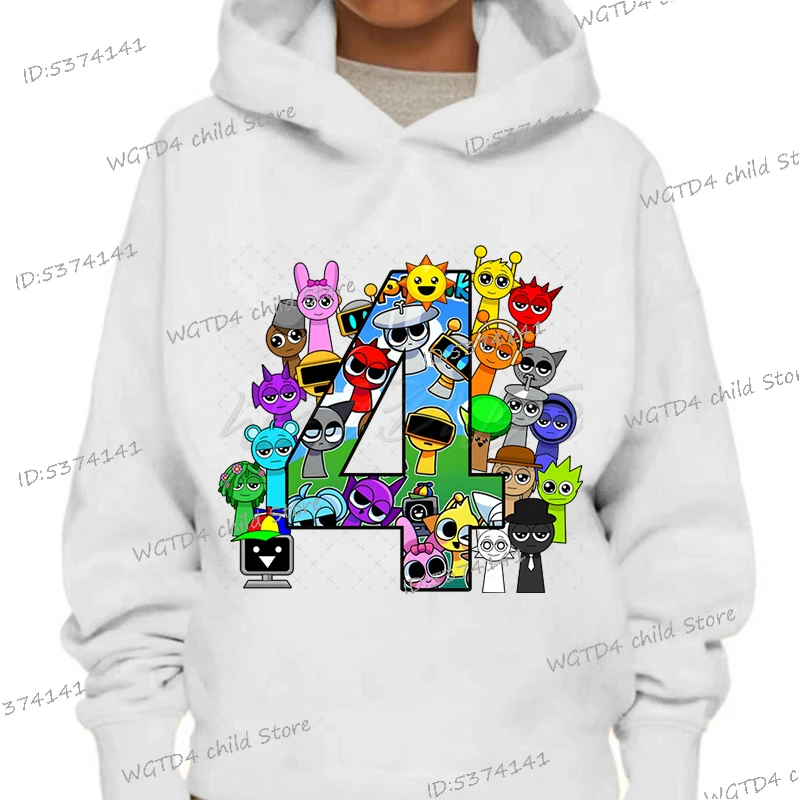 Cartoon Horror Game Sprunki Children Hoodies Kids 1-9 Digital Y2K Sudadera Funny Incredibox Game Boys Girls Birthday Hoody Gifts