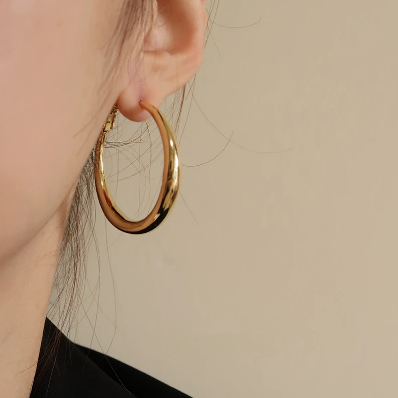

Design sense European and American matte matte big circle earrings women