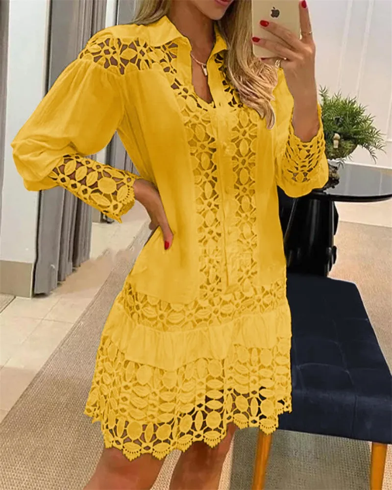 2023 frühling Shirt Kleid Guipure Spitze Patch mit Cami Kleider Frauen Weiß Hochzeit Aushöhlen Lose Y2k Party Urlaub Vestido