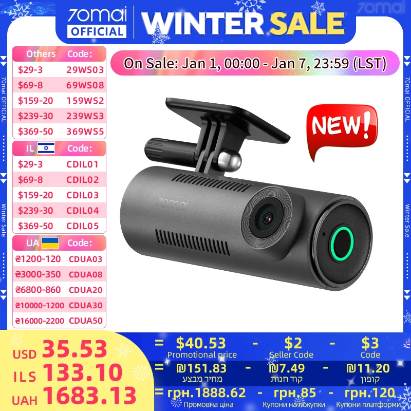 2024 nuevo 70mai Dash Cam M310 nuevo 1296P visión nocturna F2.0 apertura 70mai M310 coche DVR 24H Monitor de estacionamiento WIFI y Control por