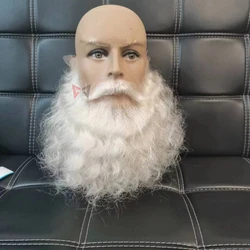 New Santa Claus Beard Synthetic Hair Short Cosplay Men White Hairpiece Accessories Christmas Gift High Quality Hand Made