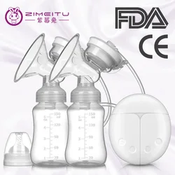 Sacaleches eléctrico bilateral para madre y bebé, dispositivo de ordeño automático, bomba de leche materna silenciosa, Purple berry rabbit, FDA CE