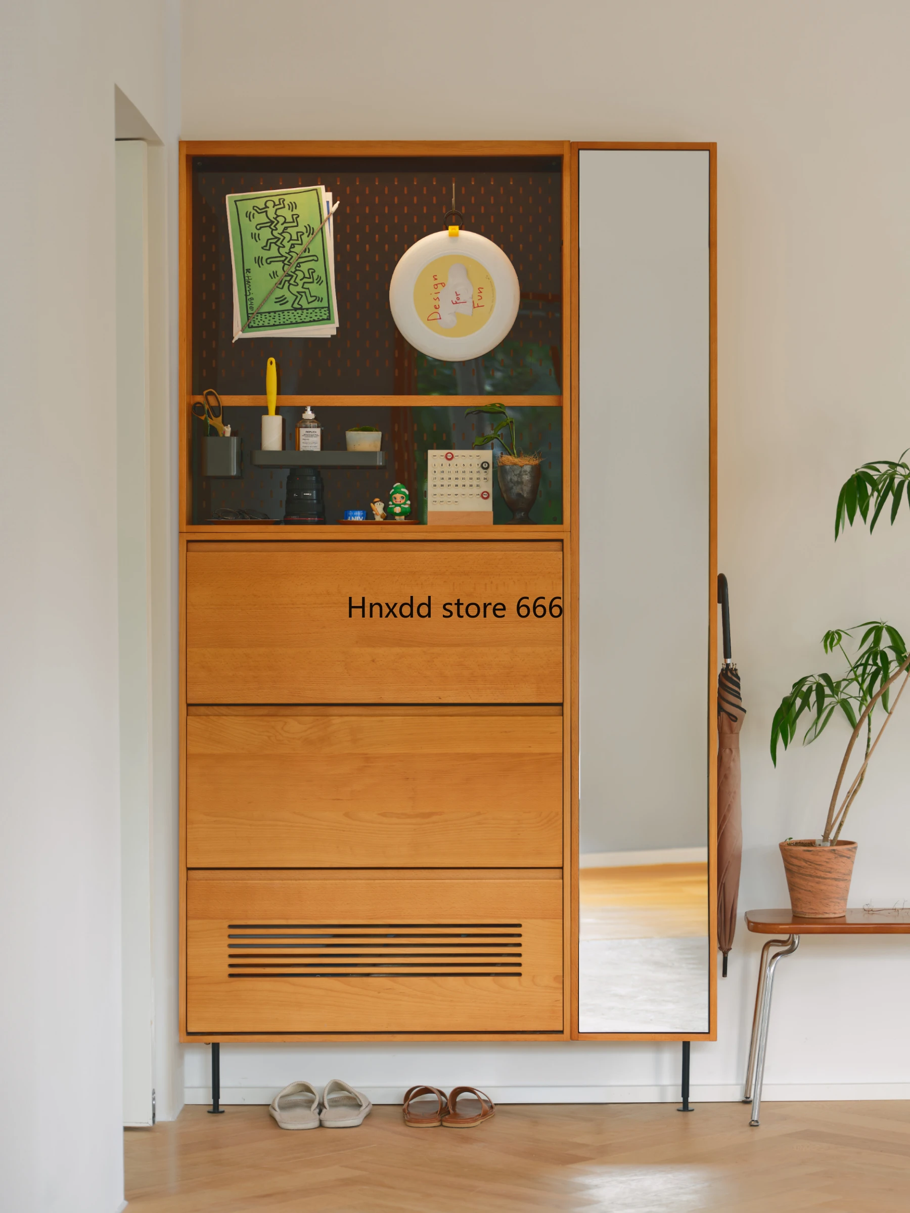 Shoe Cabinet | Nordic Japanese-style retro entrance ultra-thin and extremely narrow storage cabinet Tipping bucket cabinet