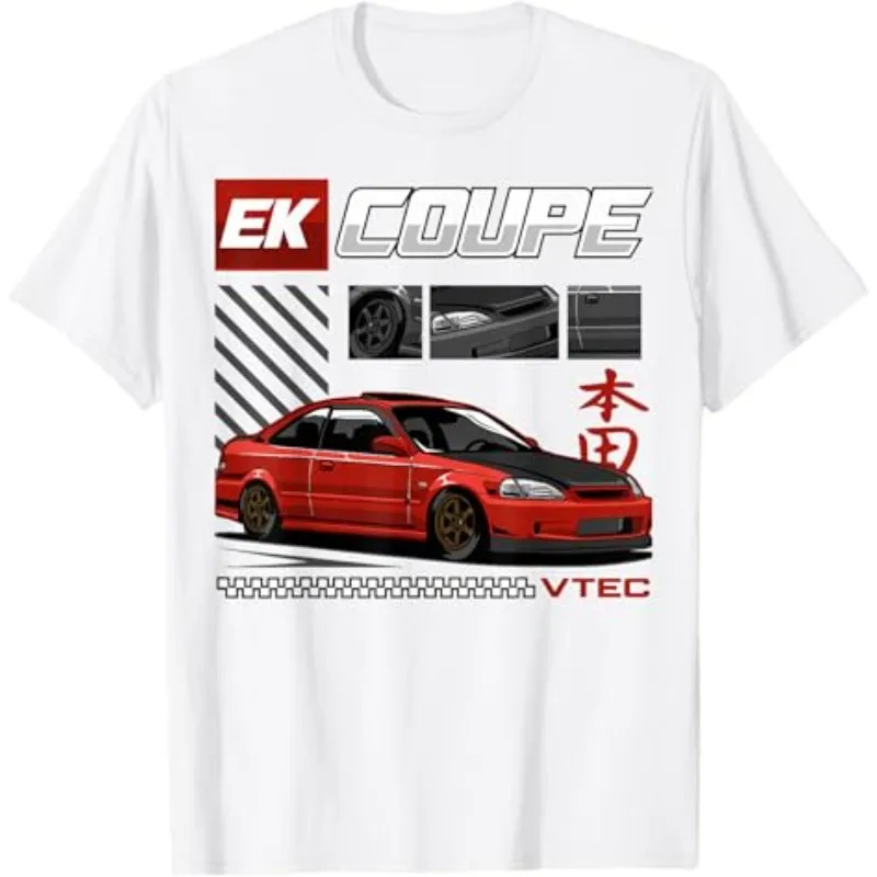 

Honda Men's and Women's T-Shirt Summer Civic EK Coupe Type R Motorcycle Riding Off-Road Short Sleeve Racing Enthusiast Top