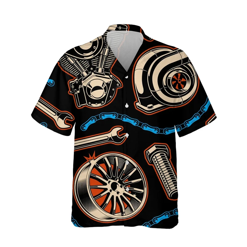 Fun Retro Men's Shirt 3d Vintage Motorcycle Oversized Tshirt For Men Clothing Biker Racing Shirts Motor Tees Tops Summer Apparel