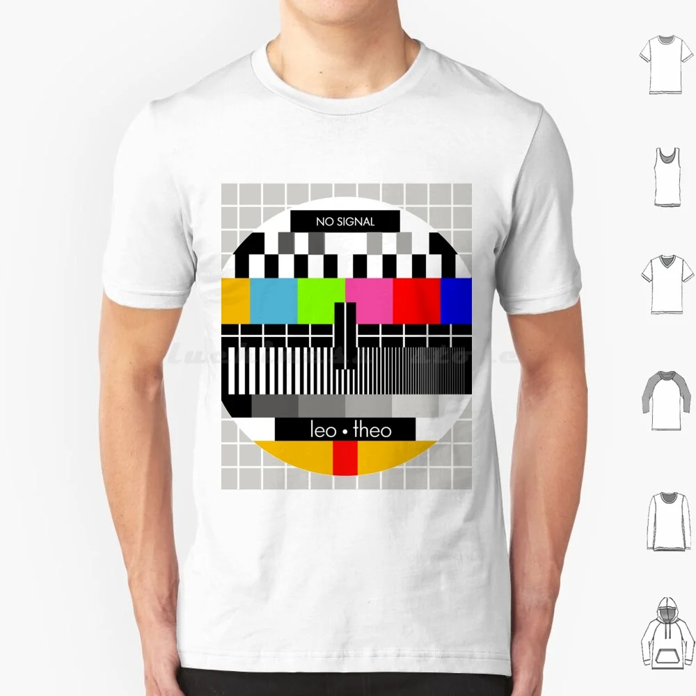 

Testival No Signal Tv Test Screen T Shirt Big Size 100% Cotton Leo Theo No Signal Tv Retro Vintage Old Tv 80s Colors Colorful