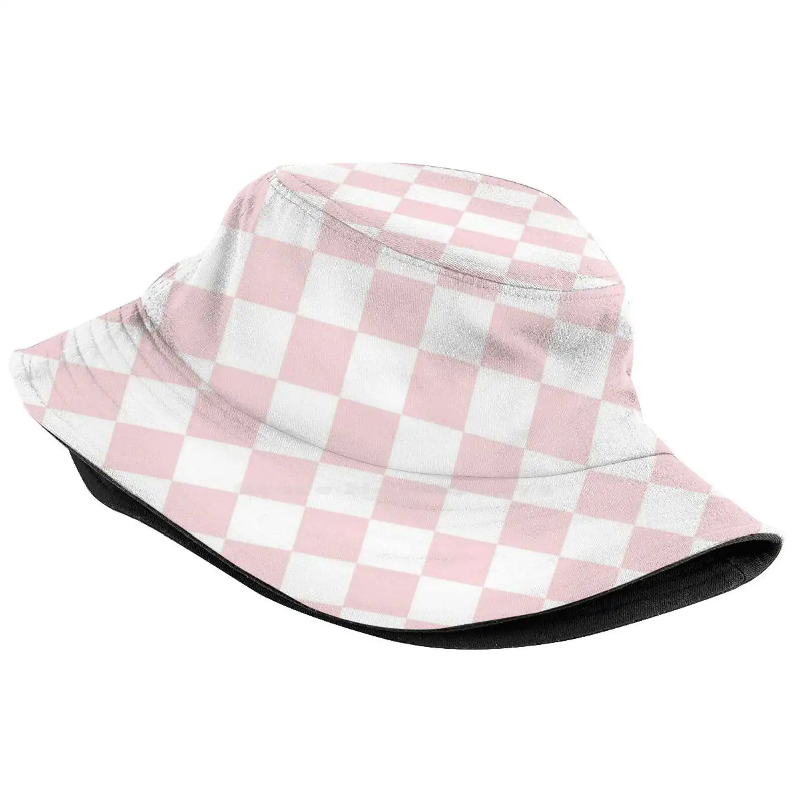 Pastel Pink Checkered Pattern Sun Cap Fisherman Hat Bucket Hats Squares Pink Checks Pastels Pastel Pastel Checkered Pastel Pink