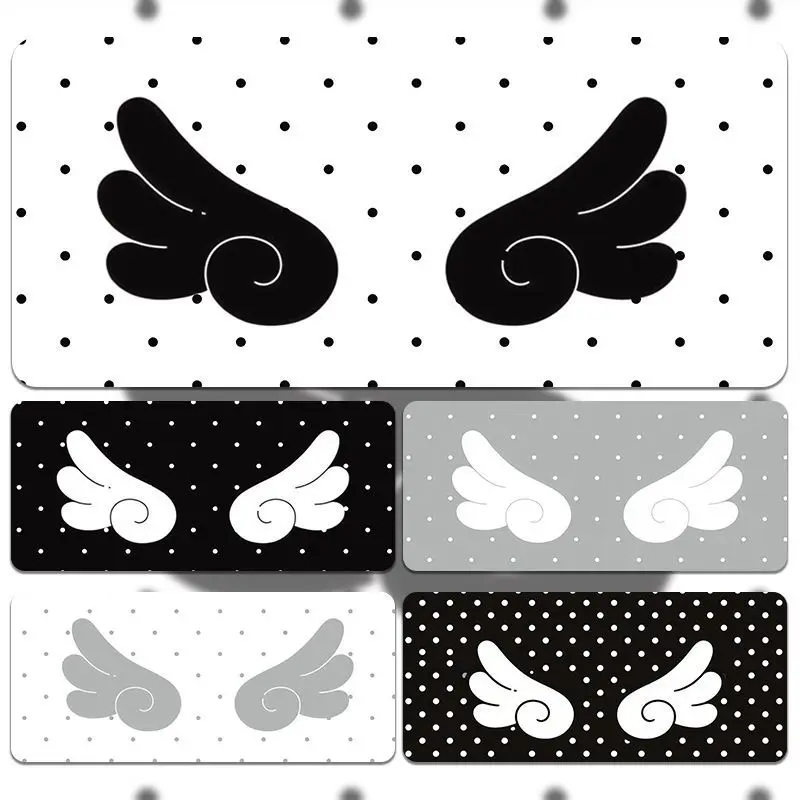 Angel Wing Polka Dots Premium Rubber Mouse Pad Gaming Large Small Laptop Deskmat Keyboard Mat Stitched Edge Non-Slip Desk Pad