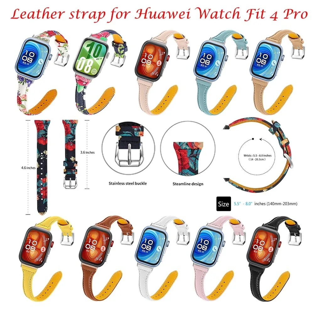 

Кожаный ремешок для часов Huawei Watch Fit 4 Pro, модный деловой быстросъемный ремешок с принтом для Huawei Watch Fit 4 Pro Band
