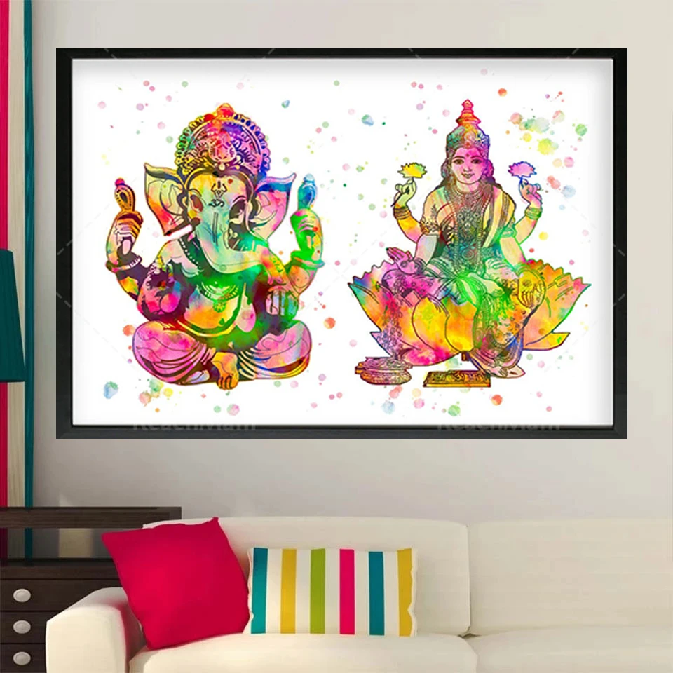 DIY Diamond Painting kits Lakshmi and Ganesh 5d full square round drill Lord Ganesha Diamond Embroidery Mosaic religious Decor