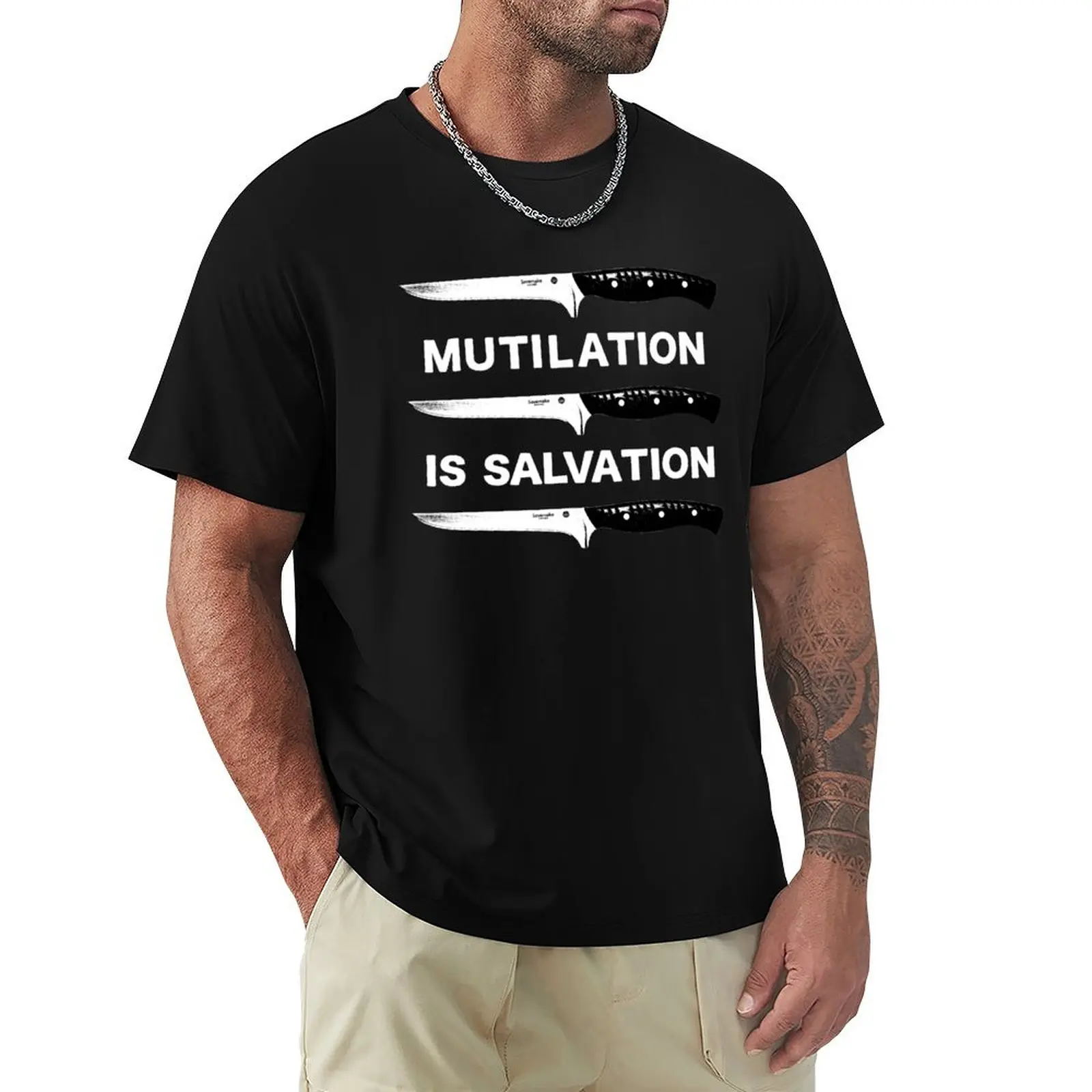 T-shirt « mutilation is salvation » grande taille, coupe ample et décontractée