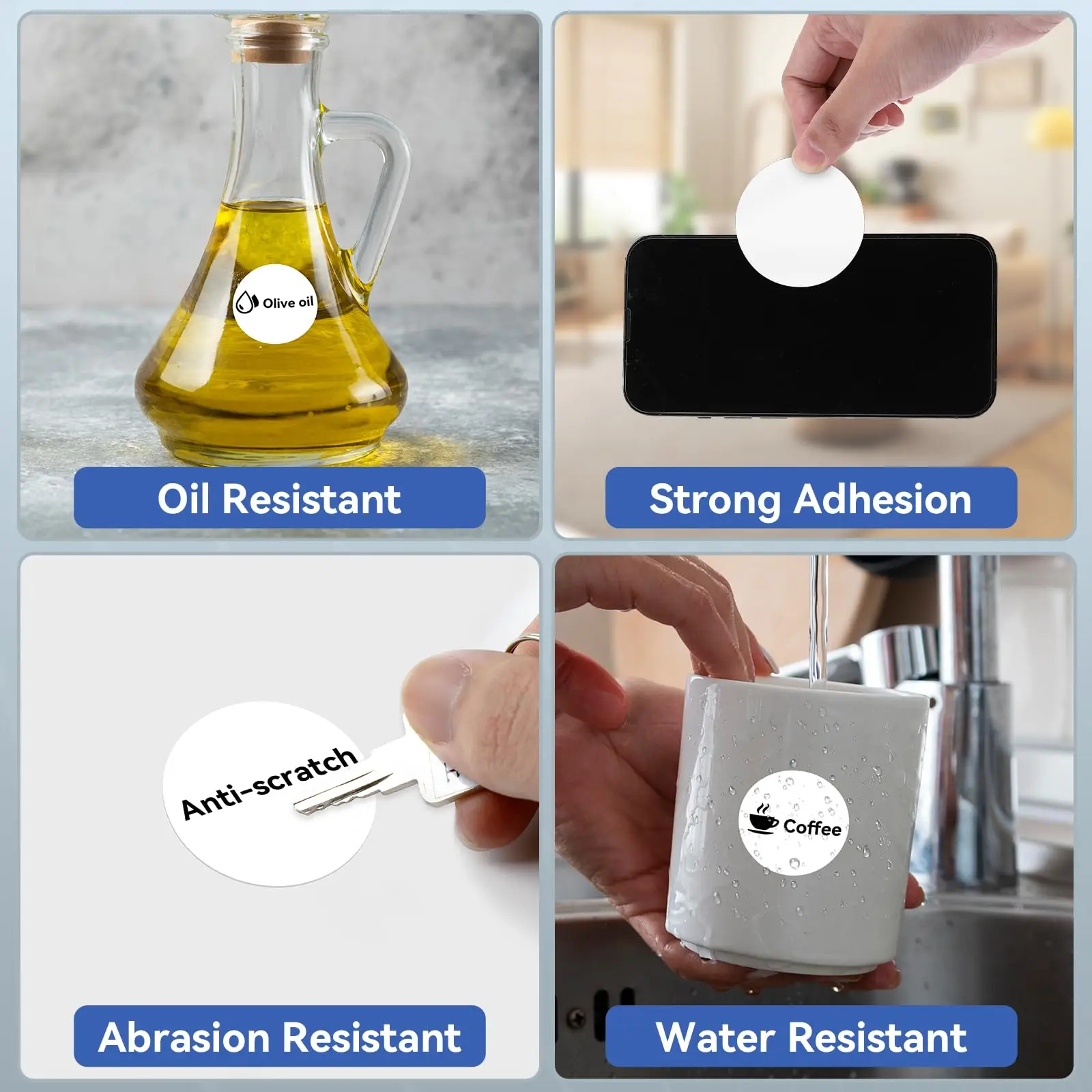 White/Transparent Thermal Labels Waterproof Oil/Scratch Stickers for M110/M220 Printers, Shipping Barcodes, Retail Branding