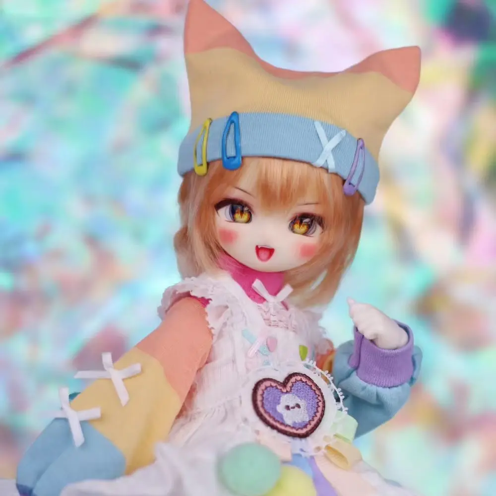 

gaoshundoll 1/6 Kitty meow anime face resin blythe MDD VOLKS DIY makeup practice head for birthday gift fashion mysterybox B