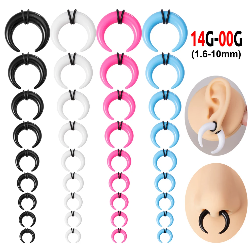 2 sztuk Punk akrylowe spiralne bawoli róg stożek tunel ucha nosze Expander korki ucha zestawy do rozciągania Unisex Piercing biżuteria