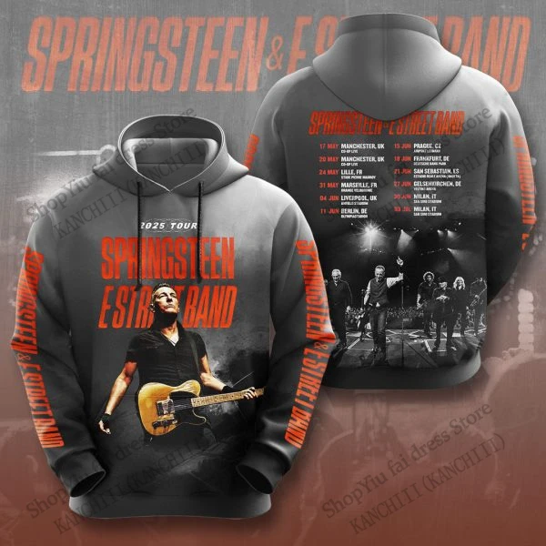 브루스 스프링스틴 밴드 3d 프린트 후드 남성 여성 패션 오버 사이즈 후드 티 셔츠 락 코트 여성 스웨트 인기 의류 남자