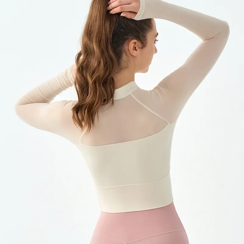 Sexy Fitness Top Women Long Sleeve with Chest Pads Slim-fitting Soft Sports Blouse Disc Buckle Stand-up Collar New Chinese Tops