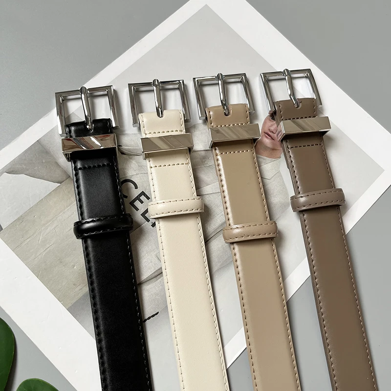 

Simple Design Plain Color Real Leather Women Belts Casual Street Jeans Belts for Women Cowhide Waistbands Ceinture Pour Robe