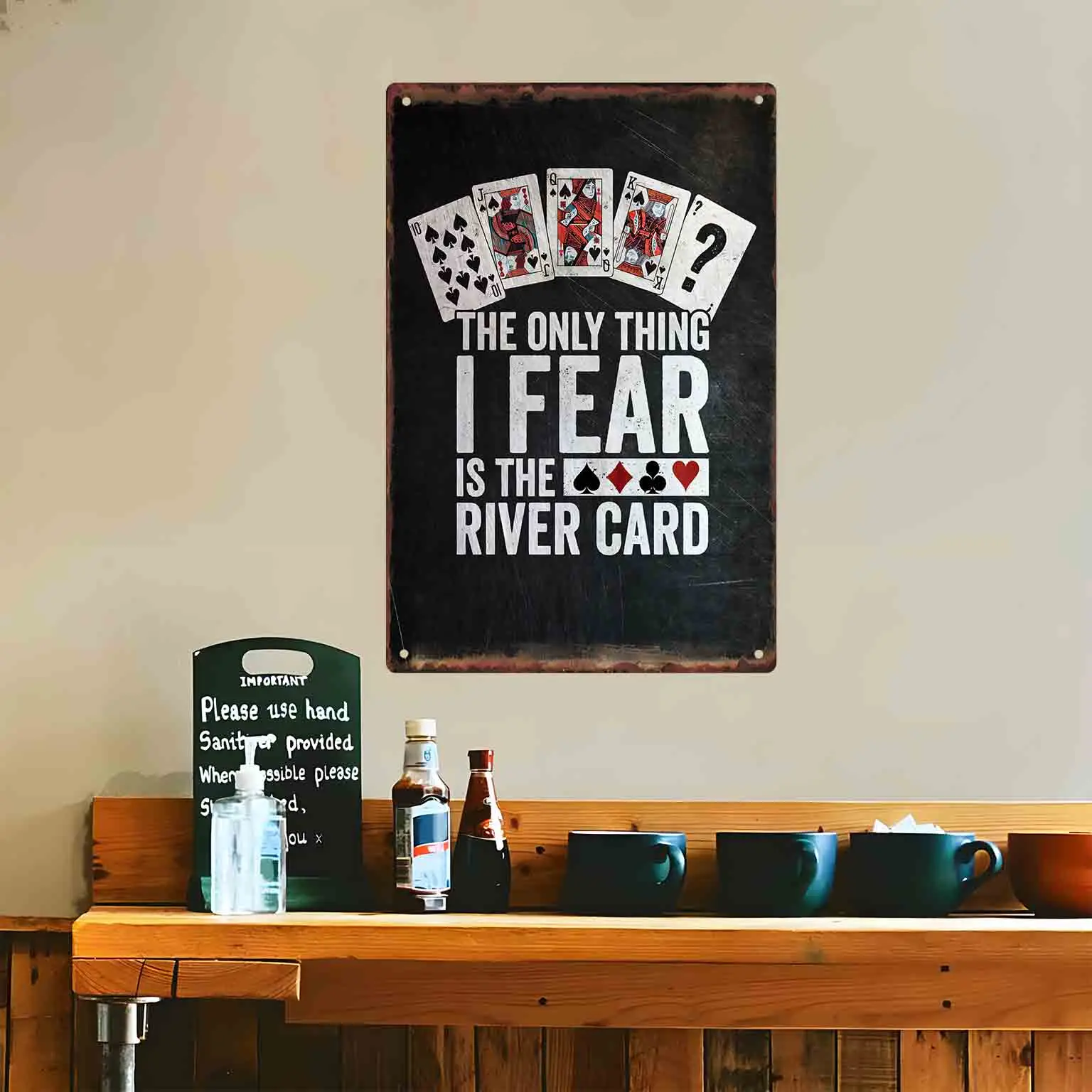 2D FLAT 1pc The Only Thing I Fear Is The River Card Poker Metal Wall Sign Decoration for Home Garage Bedroom Porch And Garden view 4