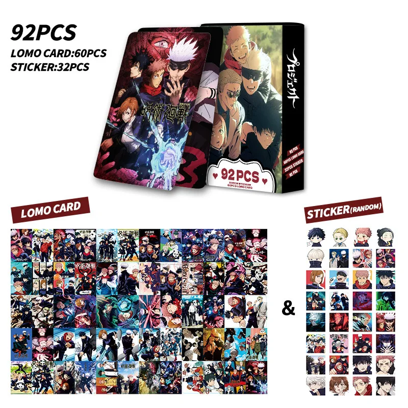 92pcs NEW Anime Jujutsu Kaisen Lomo Card Double-sided Hd Color Printing Picture Collection Card Gifts Boys' Toy