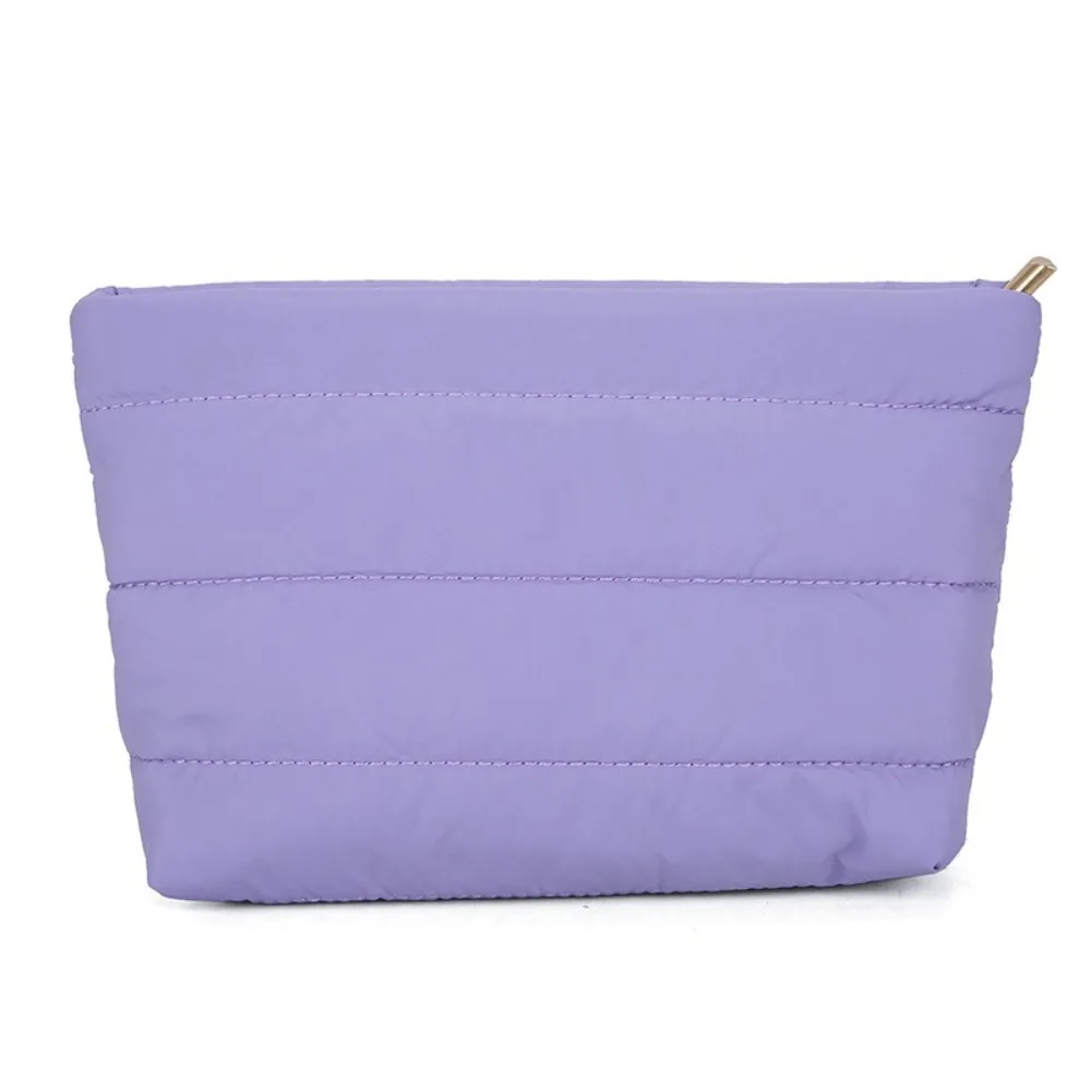 Fashion Quilted Makeup Bag Solid Color Puffy Padded Travel Toiletry Bag Zipper Large Capacity Women Cosmetic Organizer Bag