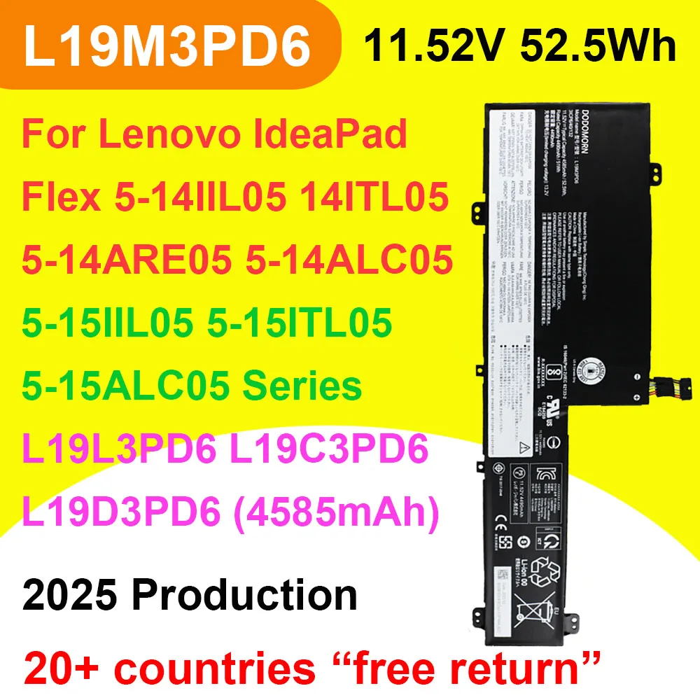 

L19M3PD6 L19D3PD6 Laptop Battery For Lenovo IdeaPad Flex 5 15AL505 15IIL05 14ALC05 14IIL05 14ARE05 14ITL05 L19L3PD6 L19C3PD6