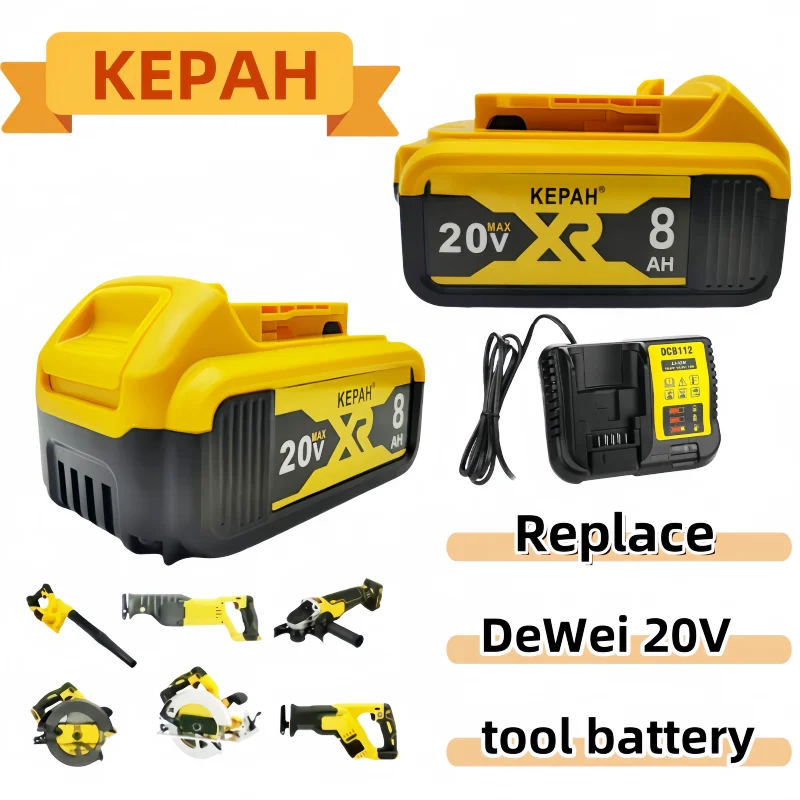 

Compatible with DeWalt 8000mAh 20V dehydration power tool battery DCB206 18V DCB206 DCB205 DCB204-2 DCB200 DCB184 DCB181 DCB182