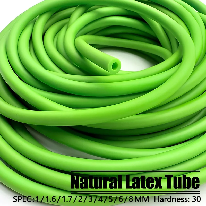 1.6-8mm Green Natural Latex Tube 1-5M High Elasticity Antifreeze Durable Rubber Hose for Slingshot Hunting & DIY Craft Projects