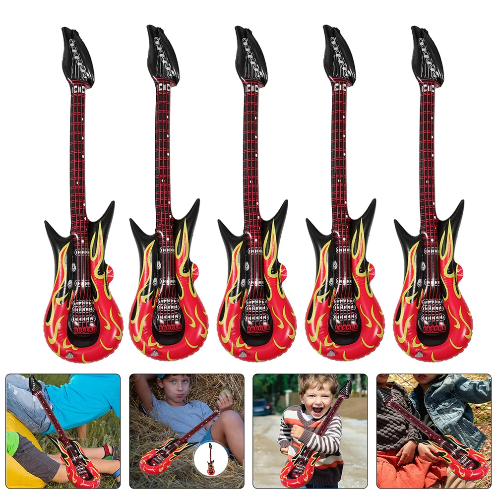 5 pezzi chitarra giocattolo gonfiabile per bambini strumenti musicali Troll Mini PVC costume puntelli per feste genitore-figlio