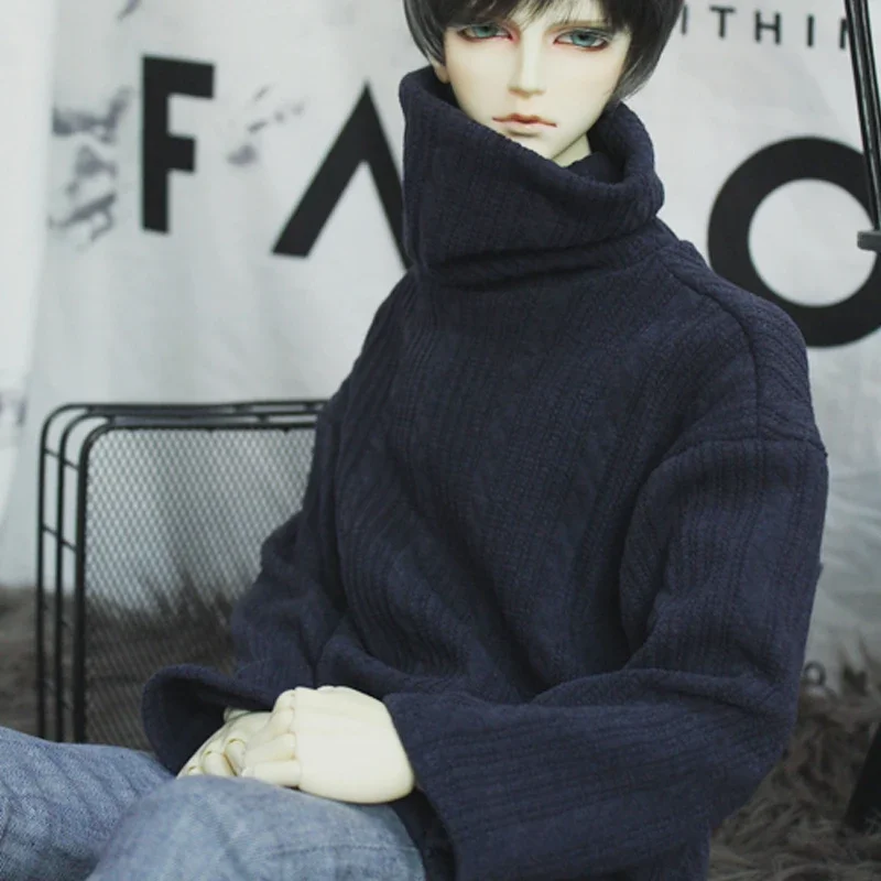 D04-A307 children handmade toy 1/3 1/4 Uncle MSD MDD Doll BJD/SD GSC doll Navy blue twist high collar loose turtleneck 1pcs