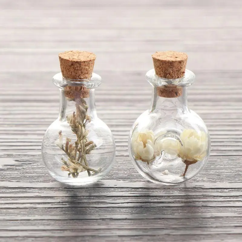 10pcs Glass Bottles with Cork Stoppers Vintage DIY Decoration Mini Message Jars for Arts Crafts Wedding Party