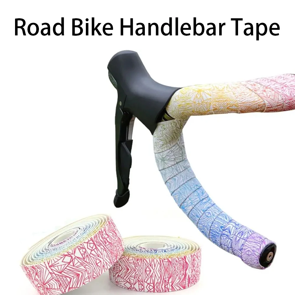 

Ice Cracks Road Bike Handlebar Tape Anti Slip Handlebar Tape Shock Absorption Cycling Bar Tape gradient color Bike Accessories