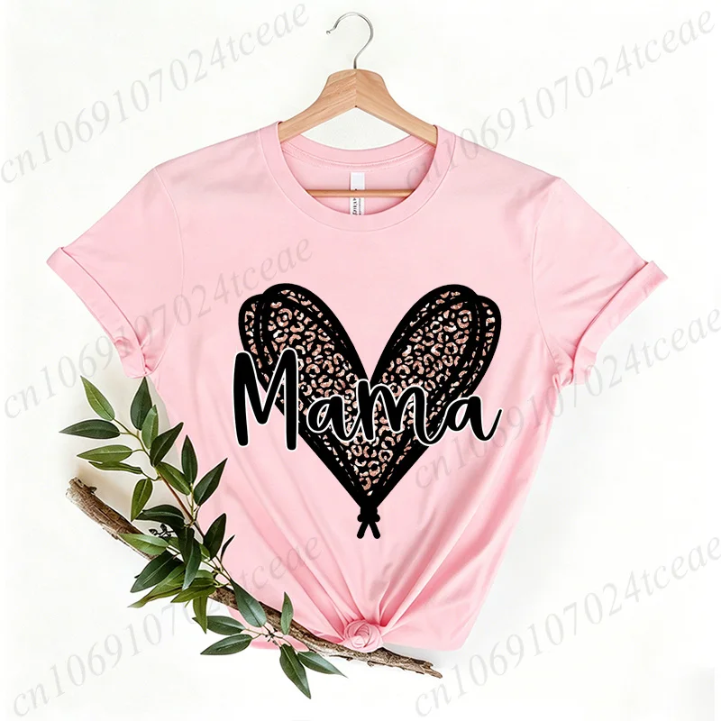 Women's Casual shirts Mama Leopard Print Women's Crewneck Casual Short Sleeve T-Shirt Summer Harajuku Streetwear Women Clothes