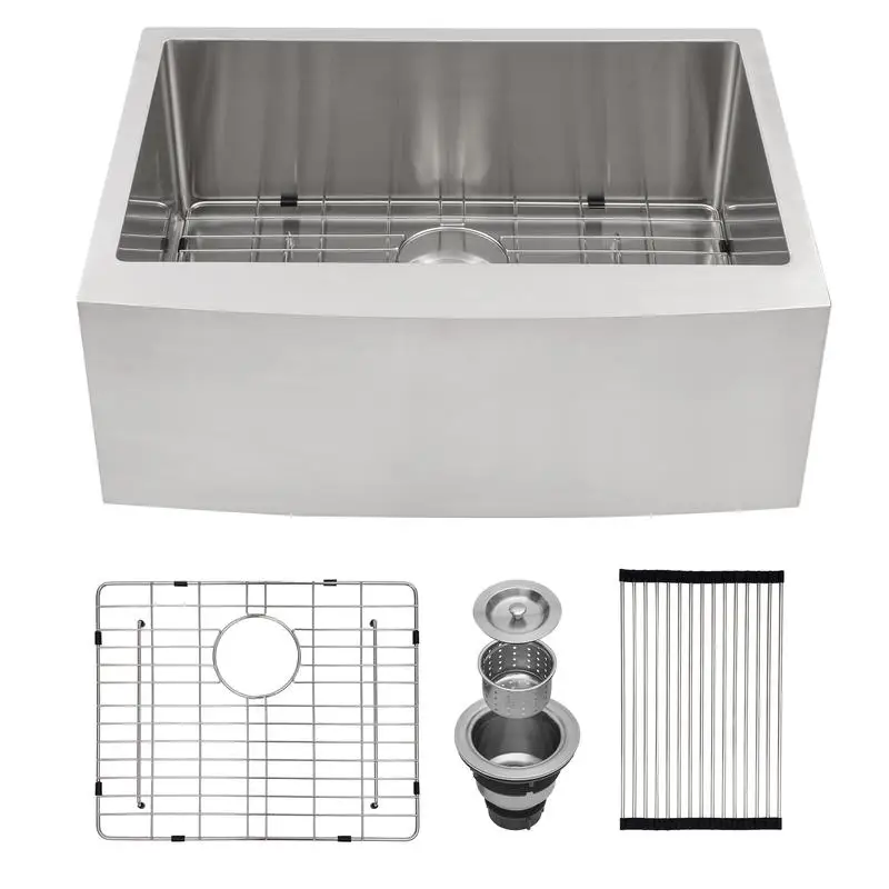 

24 Inch Stainless Steel Apron Front Farmhouse Kitchen Sink, 24"x21"x10" 10 Inch Deep, 16 Gauge Single Bowl Basin