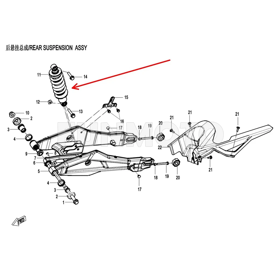 

Rear Shock Absorber suit CF250 CLX250/CF250CLX code 6KMV-060100-C001-M1