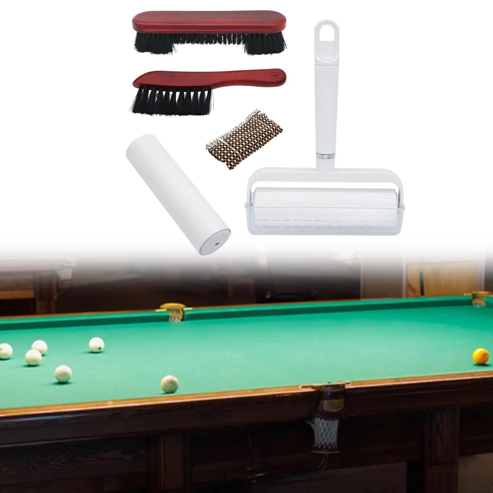 

Pool Table Brush Set, Cleaning Portable with Replacement Roller Core, Pool Table Accessories with Sticky Roller for Practice
