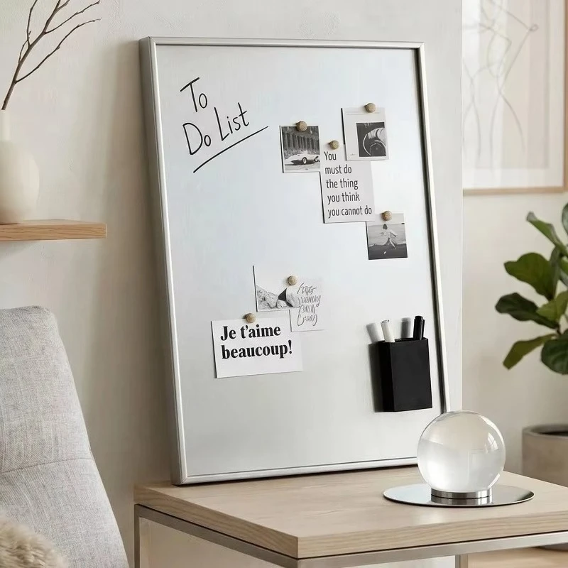 Brushed Stainless Steel Magnetic Frame, Modern Wall Decor for Photo & Art Display, Slim Metal Picture Holder for Living Room